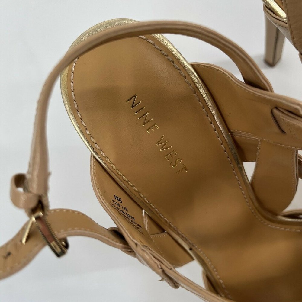Nine West Tan Strappy Sandal Heels Sz 9 - Picture 5 of 8
